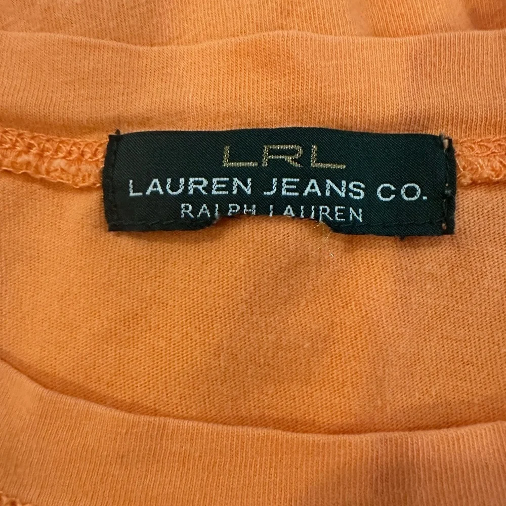 Ralph Lauren Jean Orange Women T-Shirt S  Zipper Shoulder Accent EUC - Picture 4 of 6